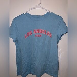 primark blue and pink los angeles short sleeve tshirt